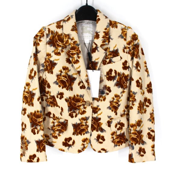 Burberry Other - Burberry Children Lexi Suit Jacket Burnout Velvet Mustard Floral Pattern 10Y NEW